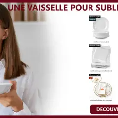 Une femme savoure un repas avec une belle vaisselle. Découvrez ce type de vaisselle pour sublimer votre table.