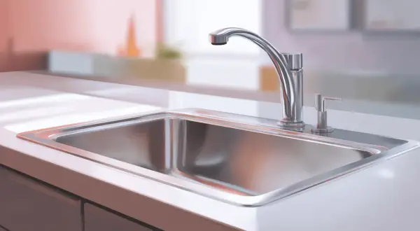Un évier en inox étincelant, prêt pour un nettoyage facile. Découvrez comment nettoyer un évier en inox pour qu'il brille comme neuf.