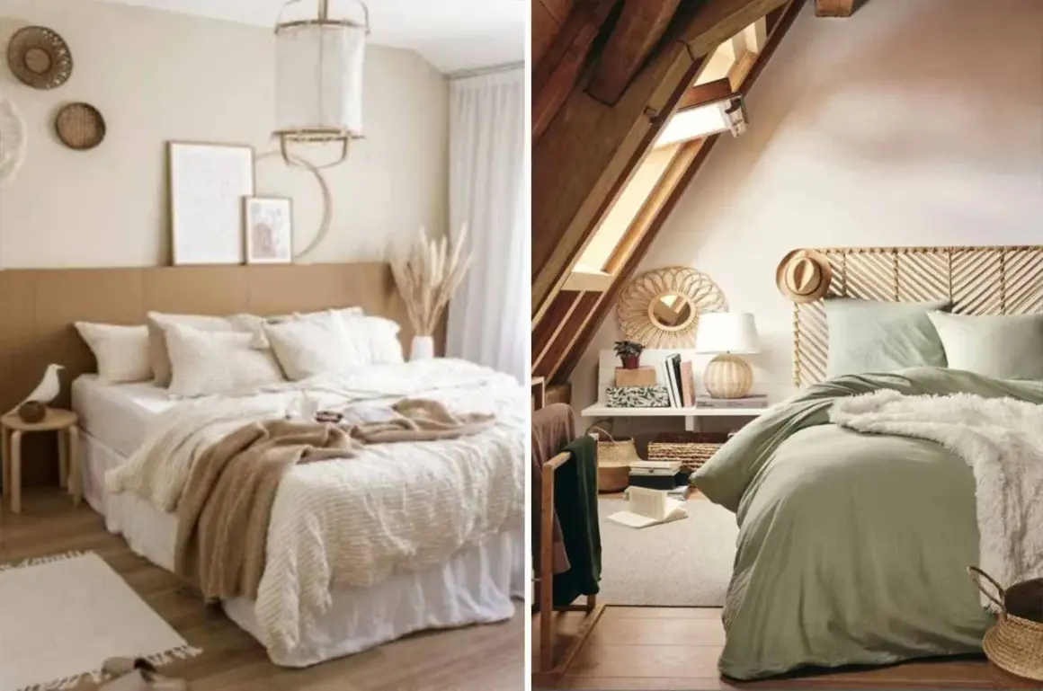 Deux chambres douillettes, l'une beige et blanche, l'autre verte avec un lit sous les combles.