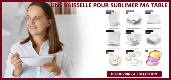 Une femme savoure un repas avec une belle vaisselle. Découvrez ce type de vaisselle pour sublimer votre table.