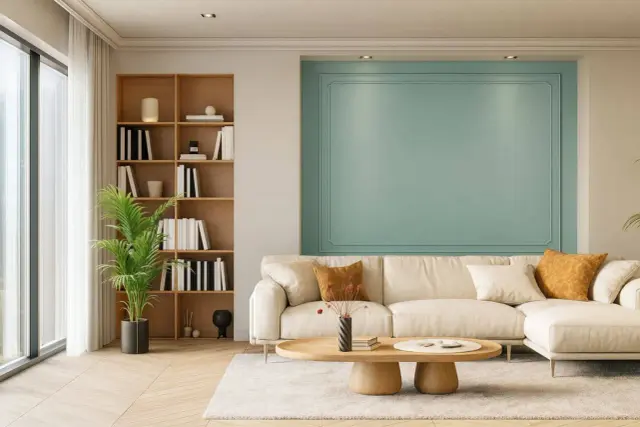 Vert sauge et beige au salon pour une ambiance chaleureuse